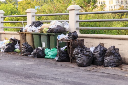 Professional workers sorting construction waste